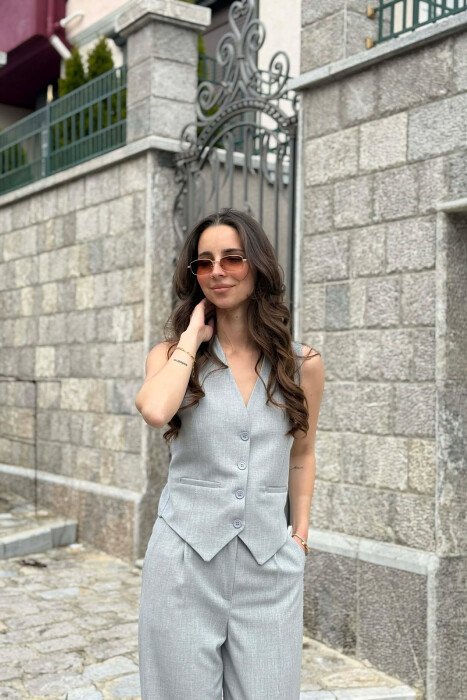 ONE COLOR VEST + TROUSERS WOMAN SET LIGHT GREY/GZ - 3