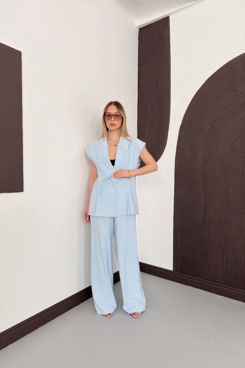 ONE COLOR VEST + TROUSERS WOMAN SET LIGHTBLUE/BZ - 3