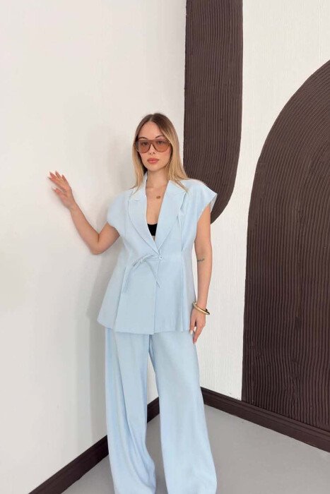 ONE COLOR VEST + TROUSERS WOMAN SET LIGHTBLUE/BZ - 4