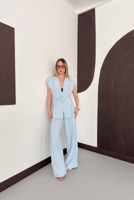 ONE COLOR VEST + TROUSERS WOMAN SET LIGHTBLUE/BZ - 5