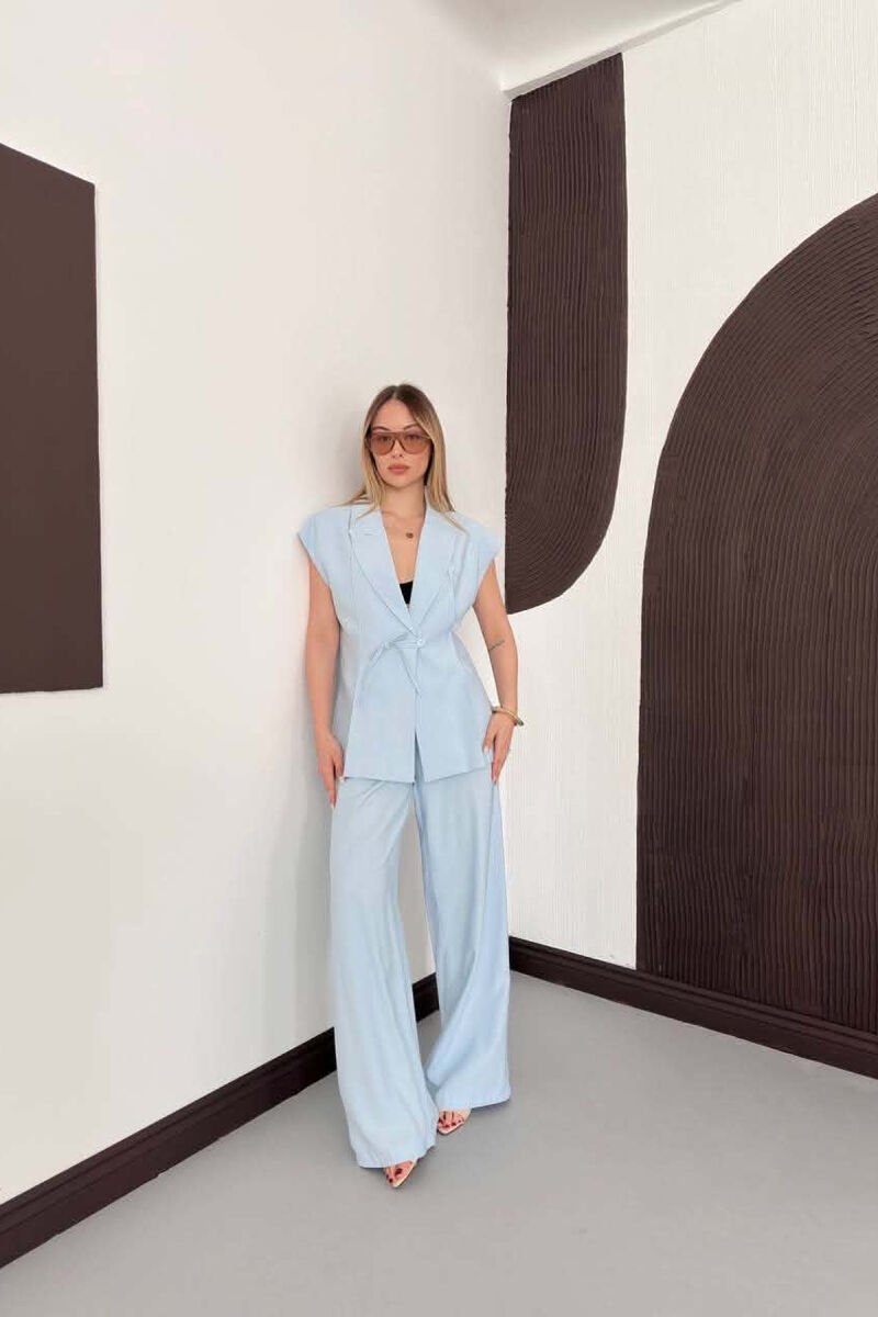 ONE COLOR VEST + TROUSERS WOMAN SET LIGHTBLUE/BZ - 5