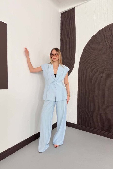 ONE COLOR VEST + TROUSERS WOMAN SET LIGHTBLUE/BZ - 7