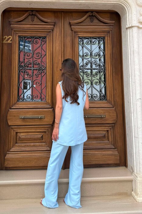 ONE COLOR VEST + TROUSERS WOMAN SET LIGHTBLUE/BZ - 5