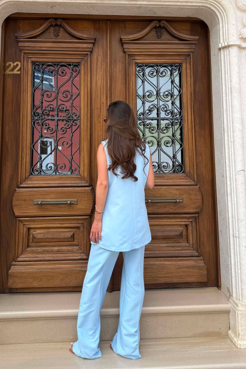 ONE COLOR VEST + TROUSERS WOMAN SET LIGHTBLUE/BZ - 5