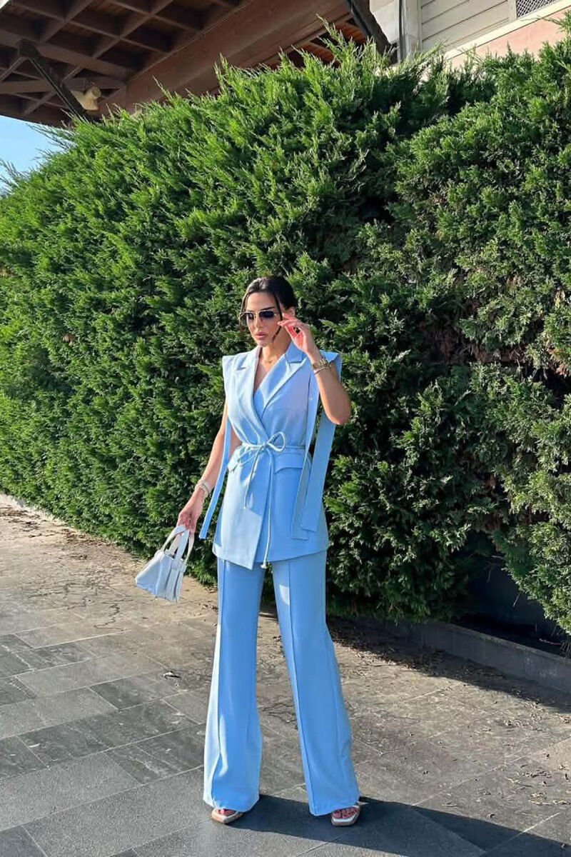 ONE COLOR VEST + TROUSERS WOMAN SET LIGHTBLUE/BZ - 2