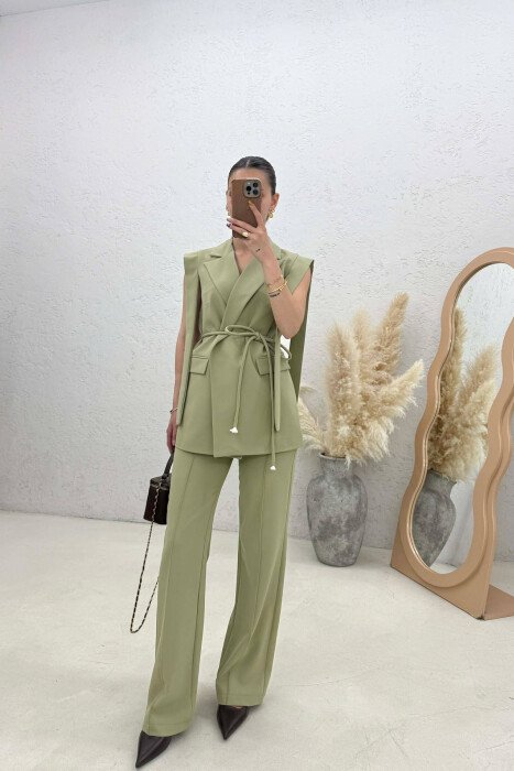 ONE COLOR VEST + TROUSERS WOMAN SET MINT/MENTE - 1