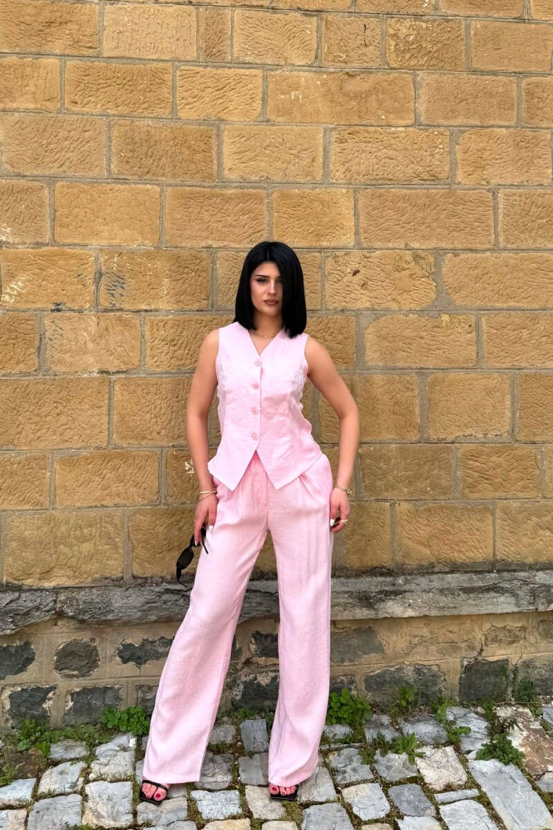 ONE COLOR VEST + TROUSERS WOMAN SET PINK/ROZE - 1