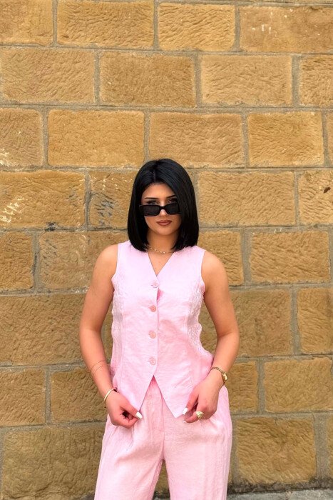 ONE COLOR VEST + TROUSERS WOMAN SET PINK/ROZE - 4