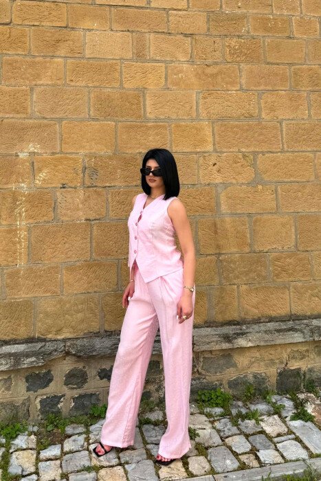 ONE COLOR VEST + TROUSERS WOMAN SET PINK/ROZE - 5