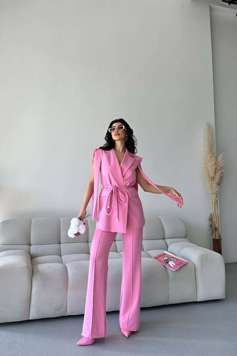 ONE COLOR VEST + TROUSERS WOMAN SET PINK/ROZE - 1