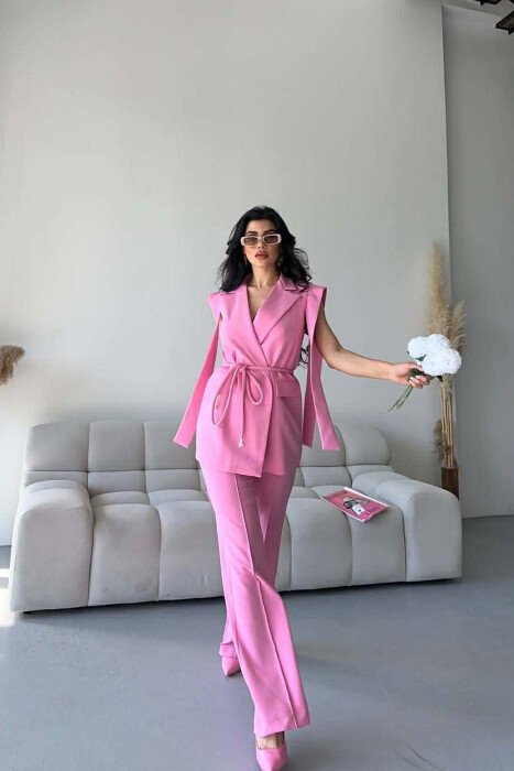 ONE COLOR VEST + TROUSERS WOMAN SET PINK/ROZE - 4
