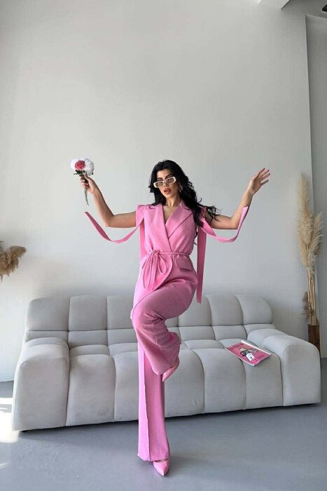 ONE COLOR VEST + TROUSERS WOMAN SET PINK/ROZE - 5