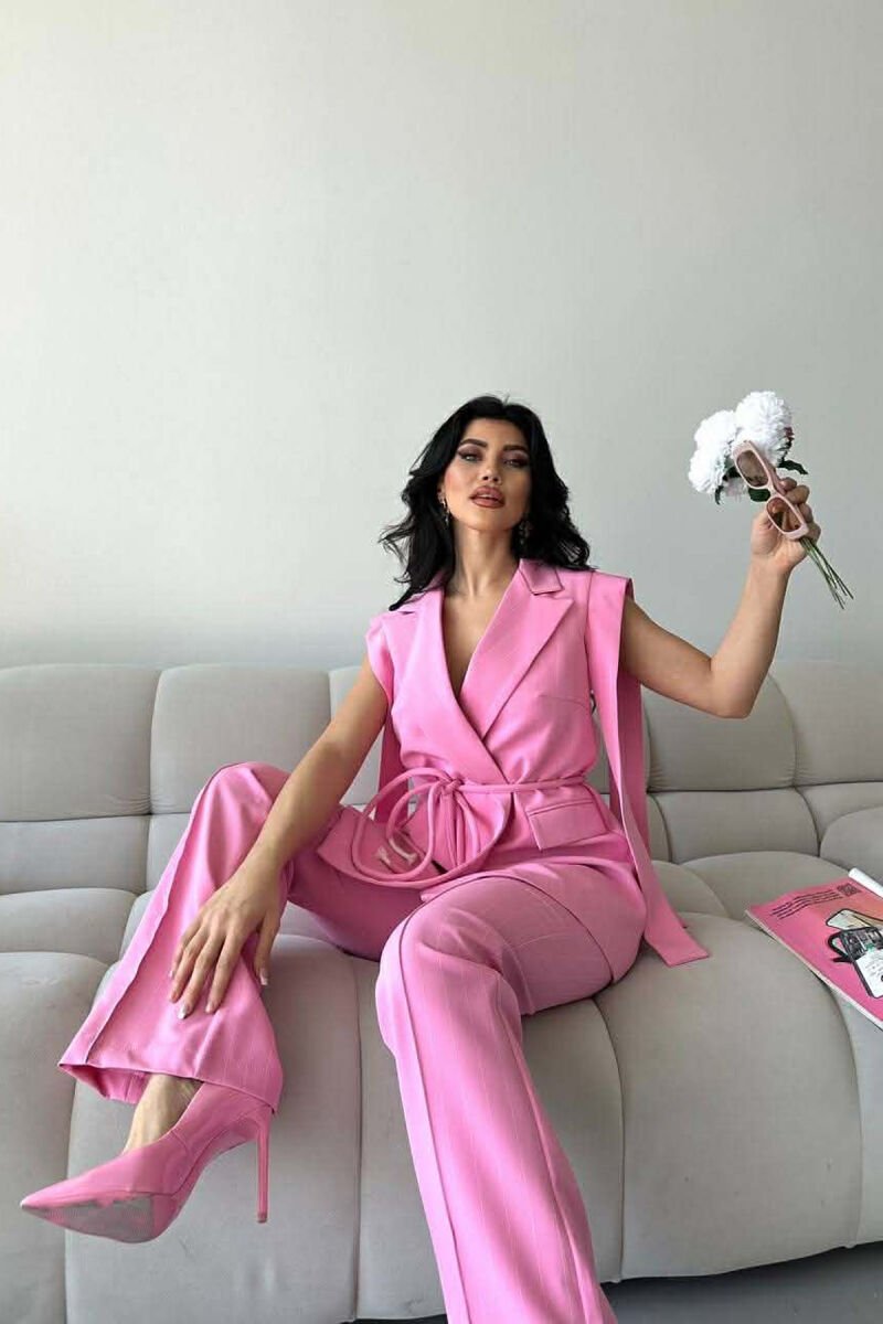 ONE COLOR VEST + TROUSERS WOMAN SET PINK/ROZE - 7
