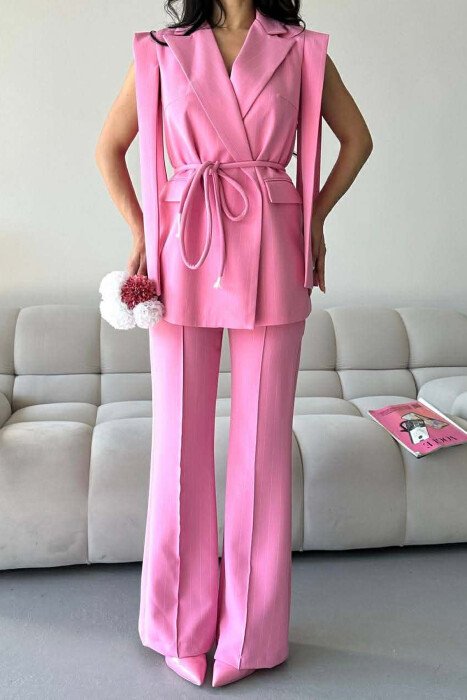 ONE COLOR VEST + TROUSERS WOMAN SET PINK/ROZE - 9