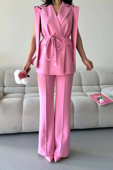 ONE COLOR VEST + TROUSERS WOMAN SET PINK/ROZE - 10