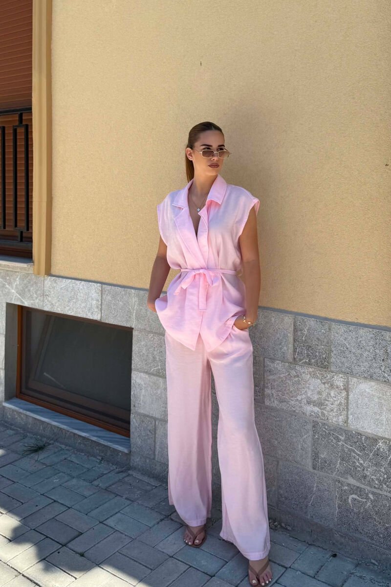 ONE COLOR VEST + TROUSERS WOMAN SET PINK/ROZE - 1