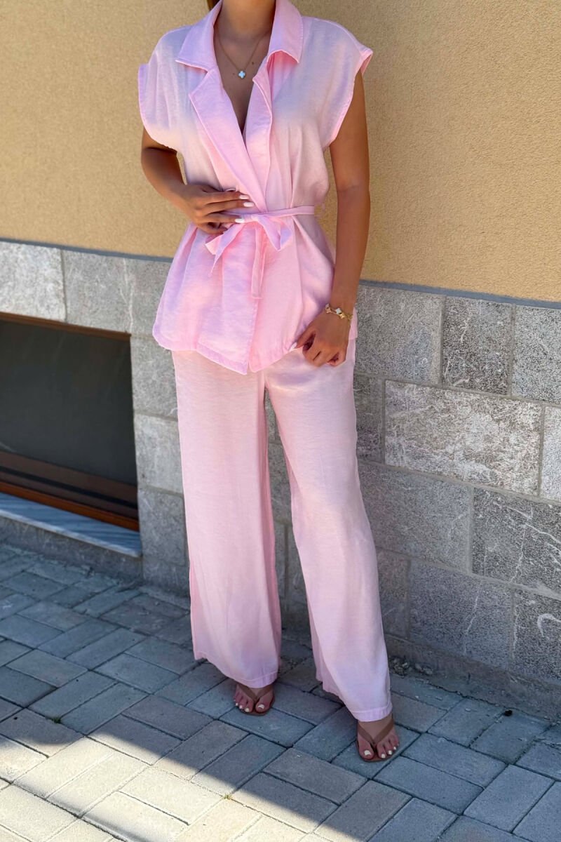 ONE COLOR VEST + TROUSERS WOMAN SET PINK/ROZE - 2