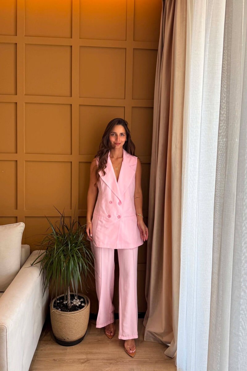 ONE COLOR VEST + TROUSERS WOMAN SET PINK/ROZE - 1