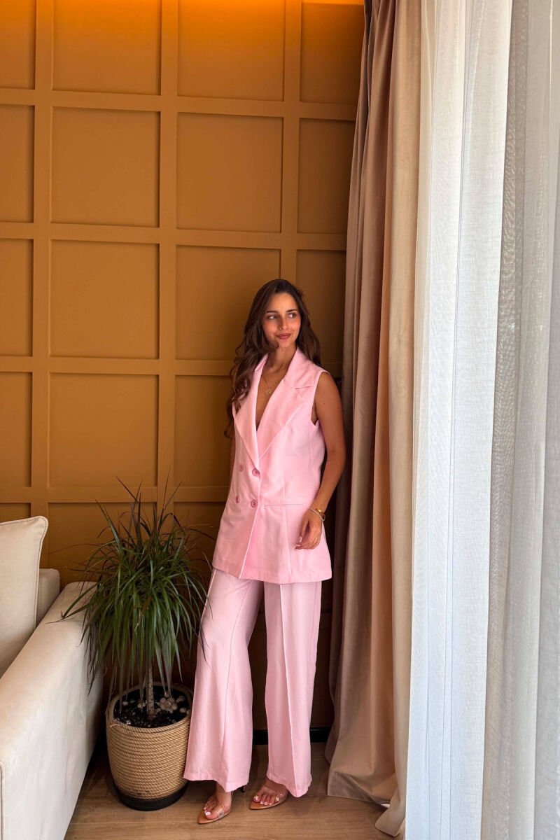 ONE COLOR VEST + TROUSERS WOMAN SET PINK/ROZE - 2