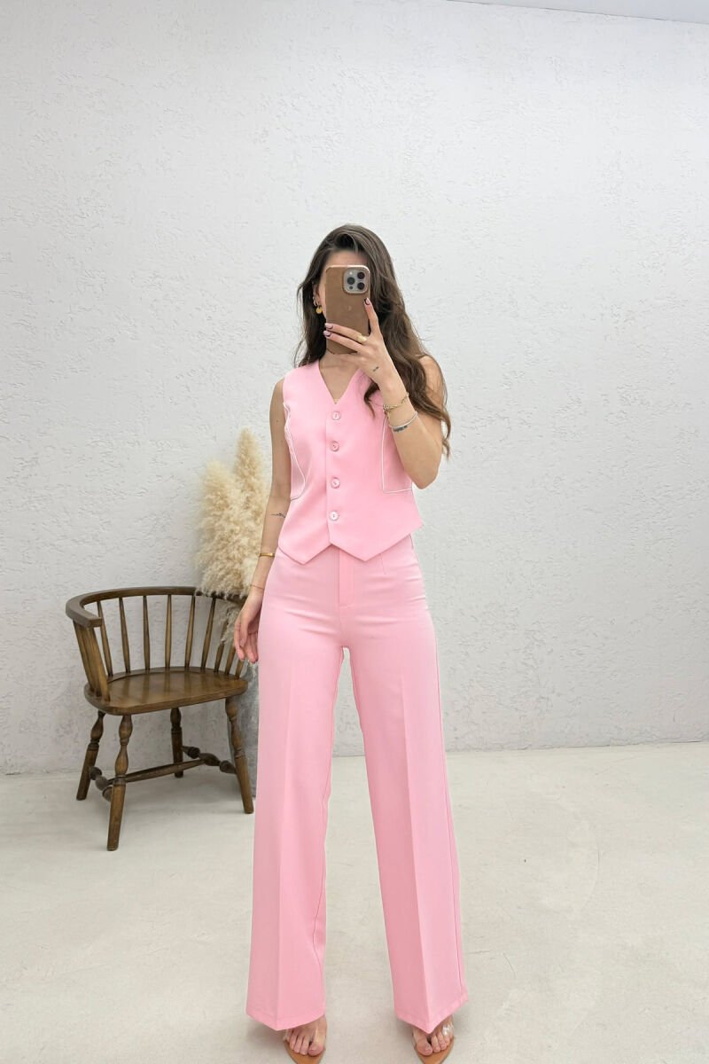 ONE COLOR VEST + TROUSERS WOMAN SET PINK/ROZE - 2