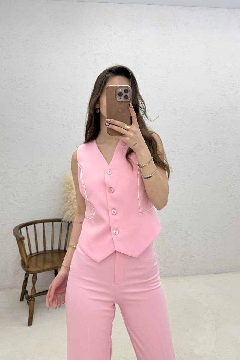 ONE COLOR VEST + TROUSERS WOMAN SET PINK/ROZE - 3