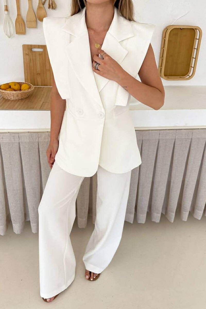 ONE COLOR VEST + TROUSERS WOMAN SET WHITE-E BARDHE - 2