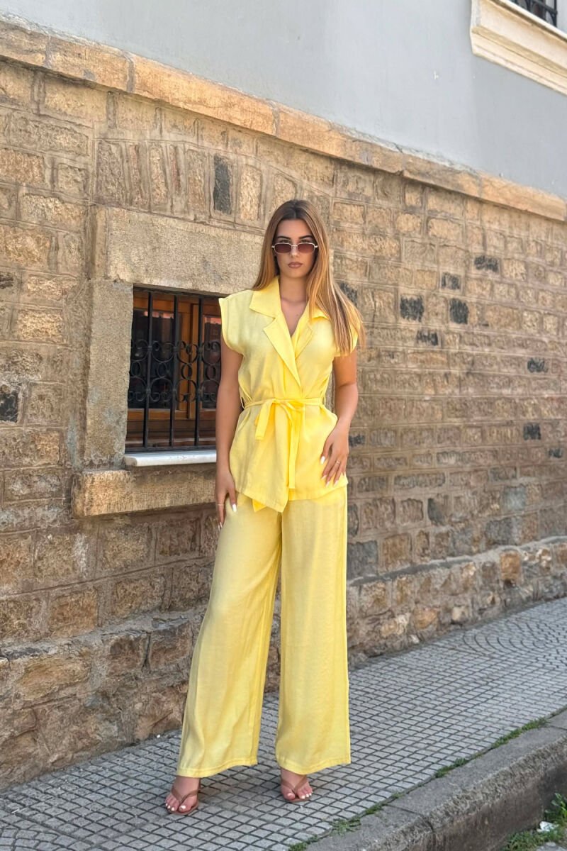 ONE COLOR VEST + TROUSERS WOMAN SET YELLOW/E VERDHE - 1