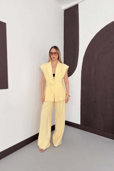 ONE COLOR VEST + TROUSERS WOMAN SET YELLOW/E VERDHE - 1