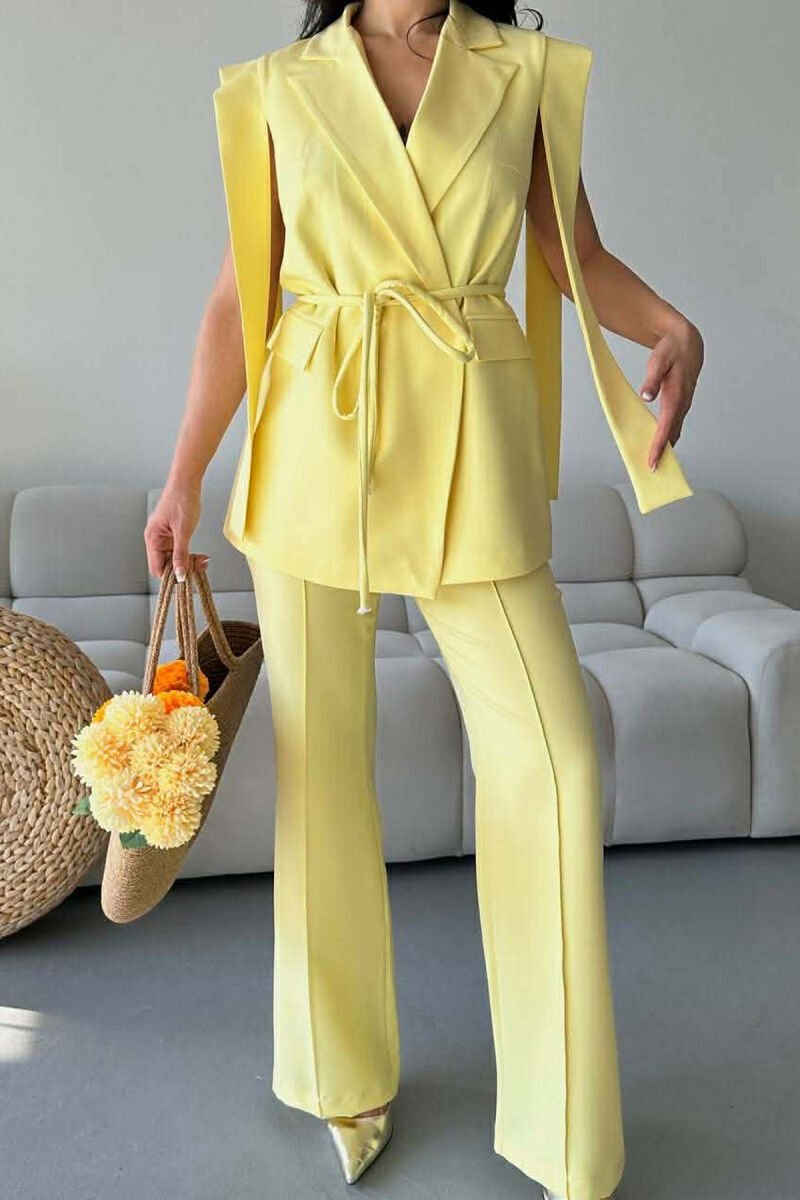 ONE COLOR VEST + TROUSERS WOMAN SET YELLOW/E VERDHE - 3