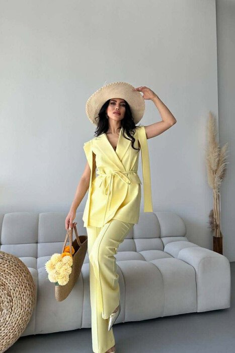 ONE COLOR VEST + TROUSERS WOMAN SET YELLOW/E VERDHE - 5