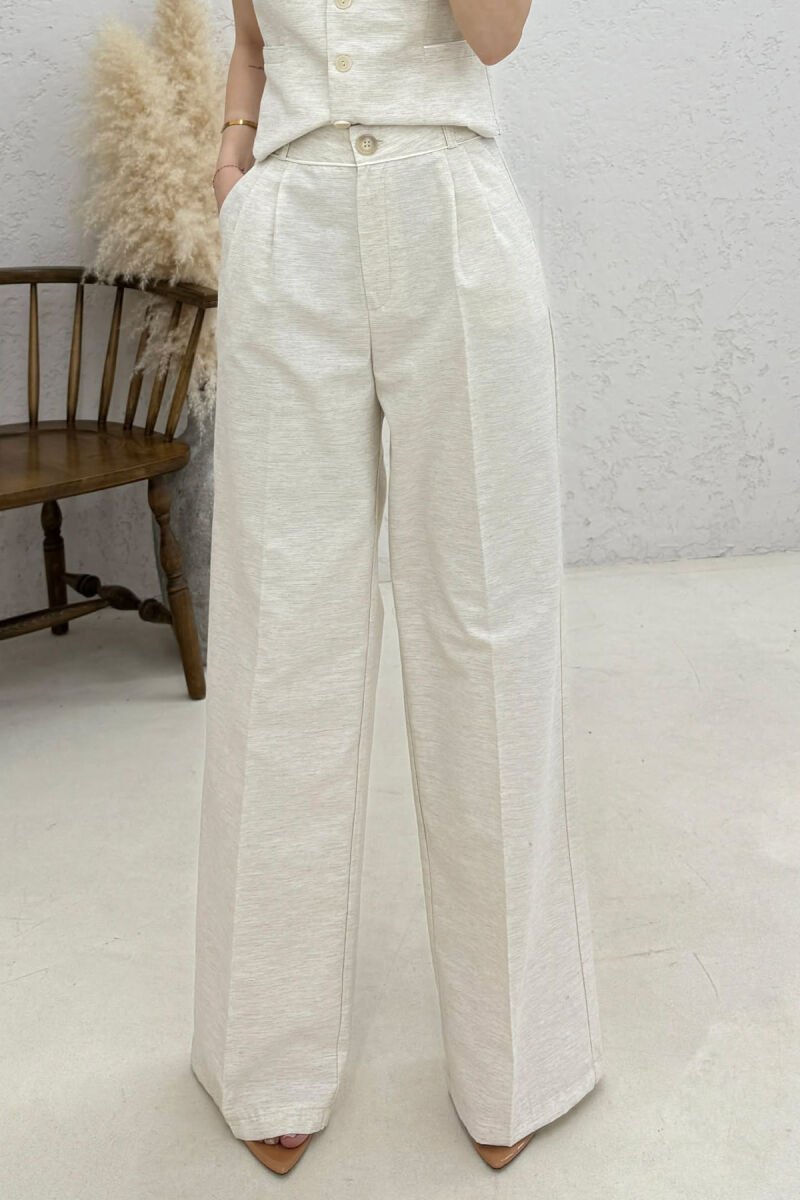 ONE COLOR VEST + TROUSERS WOMAN TWO PIECE SET BEIGE/BEZHE - 6