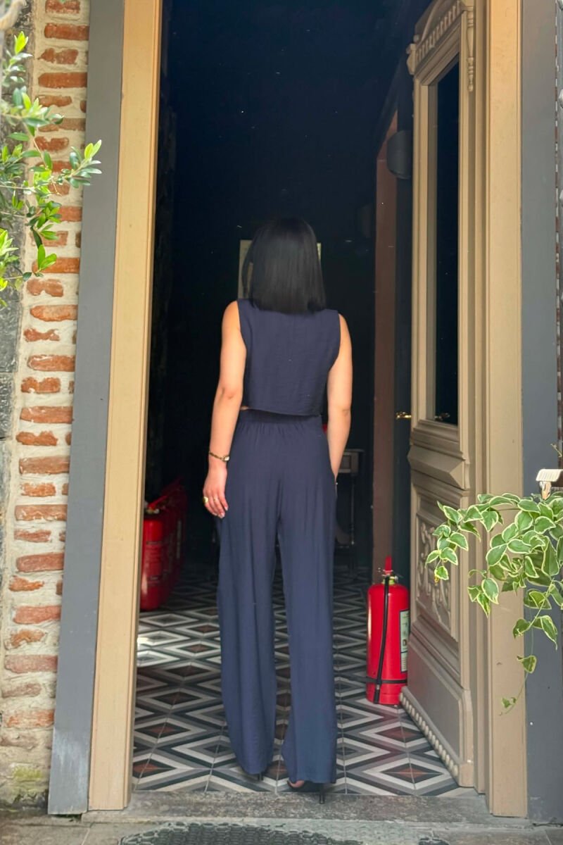 ONE COLOR VEST + TROUSERS WOMAN TWO PIECE SET BLUE/BLU - 4