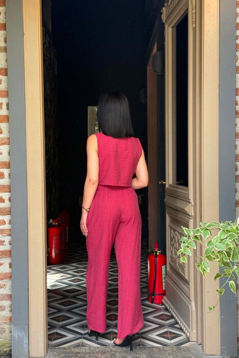 ONE COLOR VEST + TROUSERS WOMAN TWO PIECE SET BURGUNDY/VISHNJE - 5