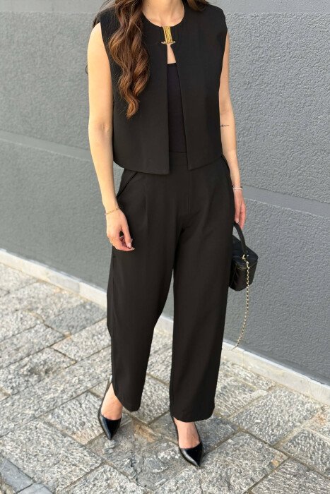 ONE COLOR VEST+ TROUSERS WOMEN SET BLACK/ E ZEZE - 2