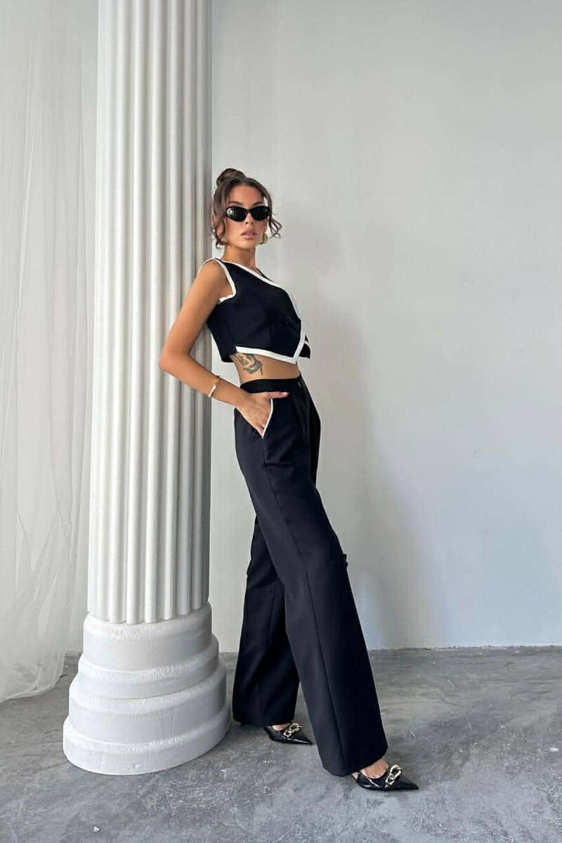 ONE COLOR VEST+ TROUSERS WOMEN SET BLACK/ E ZEZE - 3