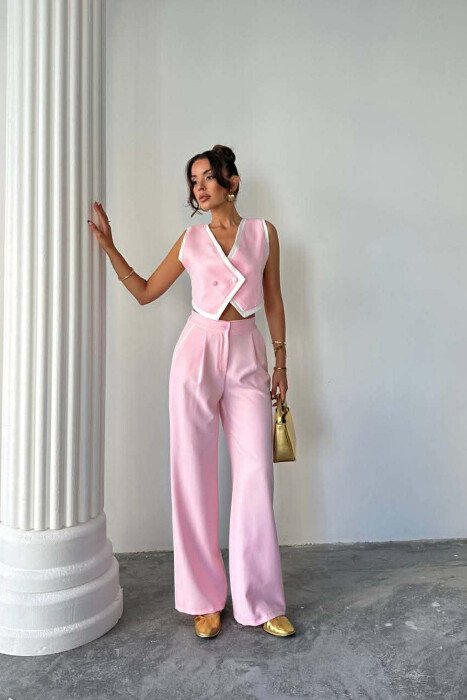 ONE COLOR VEST+ TROUSERS WOMEN SET PINK/ROZE - 1