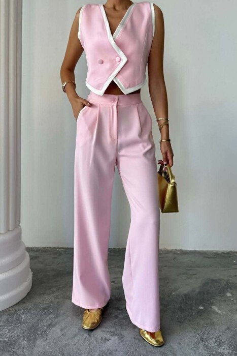 ONE COLOR VEST+ TROUSERS WOMEN SET PINK/ROZE - 2