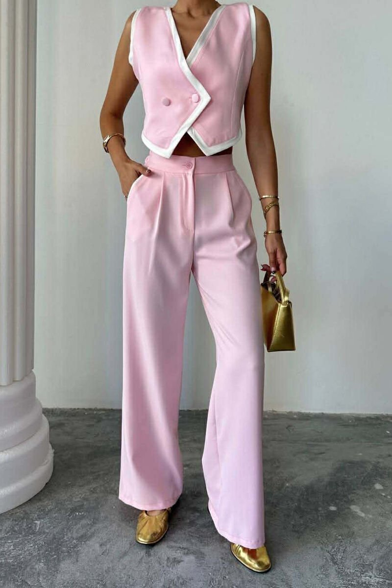 ONE COLOR VEST+ TROUSERS WOMEN SET PINK/ROZE - 2