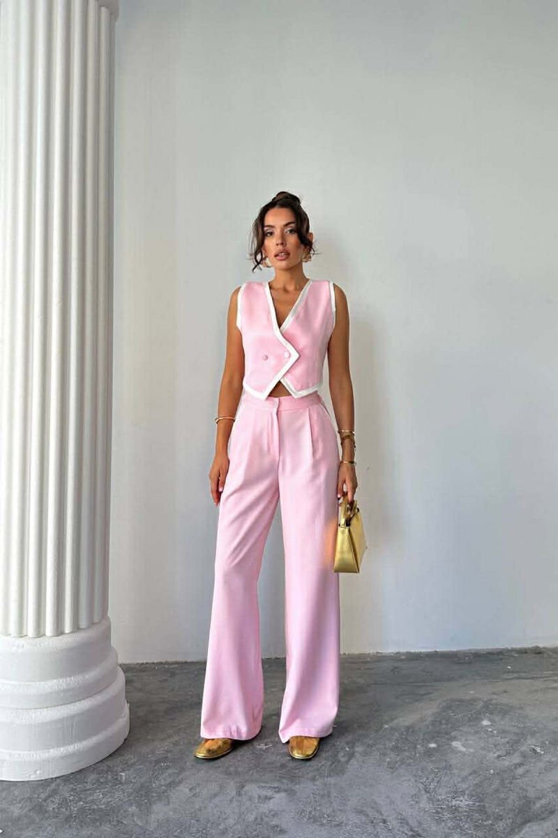 ONE COLOR VEST+ TROUSERS WOMEN SET PINK/ROZE - 3