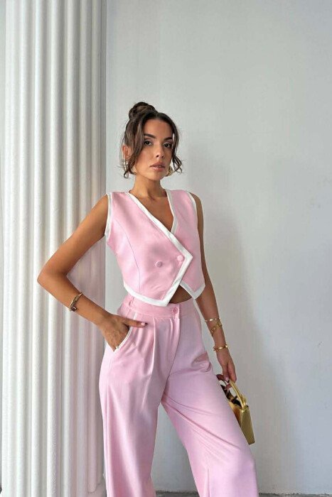 ONE COLOR VEST+ TROUSERS WOMEN SET PINK/ROZE - 4