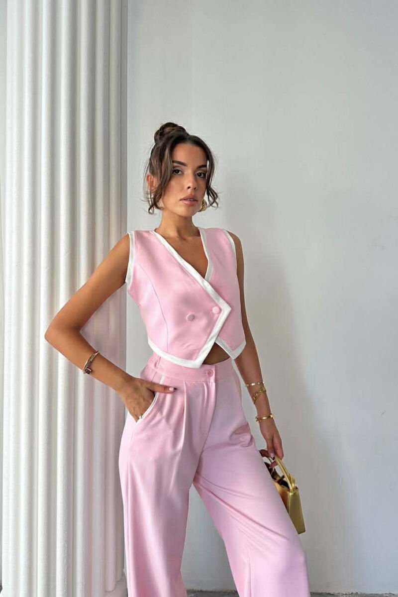 ONE COLOR VEST+ TROUSERS WOMEN SET PINK/ROZE - 4