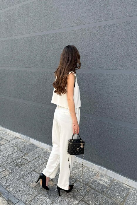 ONE COLOR VEST+ TROUSERS WOMEN SET WHITE-E BARDHE - 4