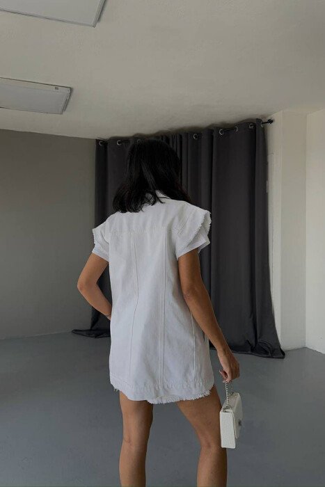 ONE COLOR VEST+SHORTS DENIM WOMEN SET WHITE-E BARDHE - 6