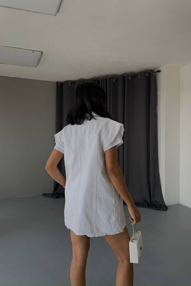 ONE COLOR VEST+SHORTS DENIM WOMEN SET WHITE-E BARDHE - 6