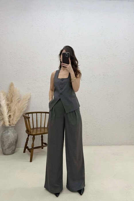 ONE COLOR VEST+TROUSERS ONE COLOR WOMEN SET DARK GREY/GEE - 1