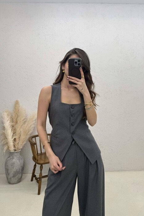 ONE COLOR VEST+TROUSERS ONE COLOR WOMEN SET DARK GREY/GEE - 4