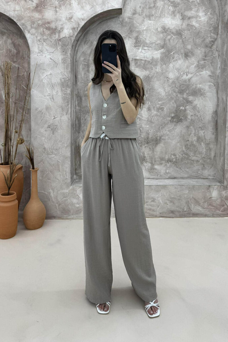 ONE COLOR VEST+TROUSERS WOMEN SET BEIGE/BEZHE - 2