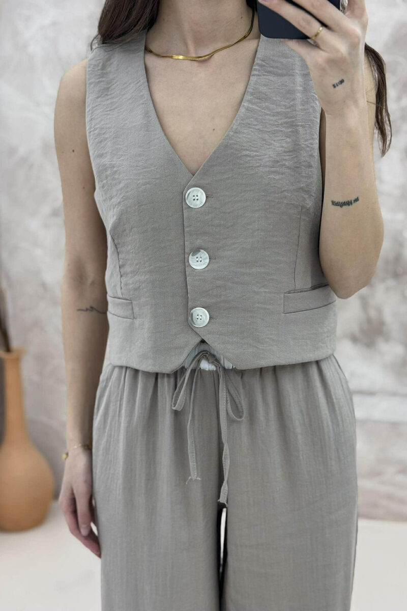 ONE COLOR VEST+TROUSERS WOMEN SET BEIGE/BEZHE - 3