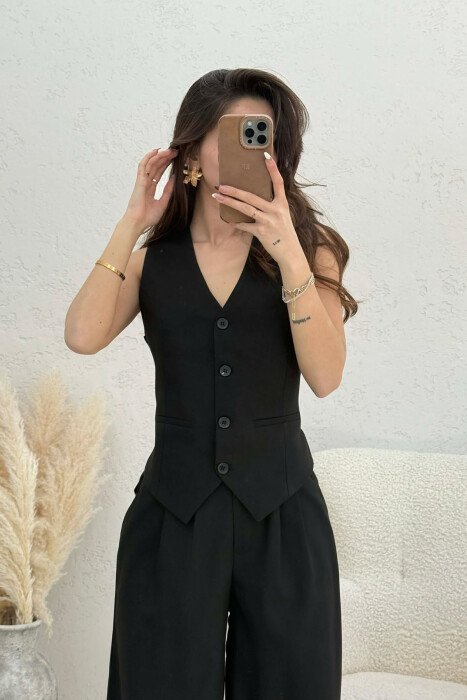 ONE COLOR VEST+TROUSERS WOMEN SET BLACK/ E ZEZE - 4