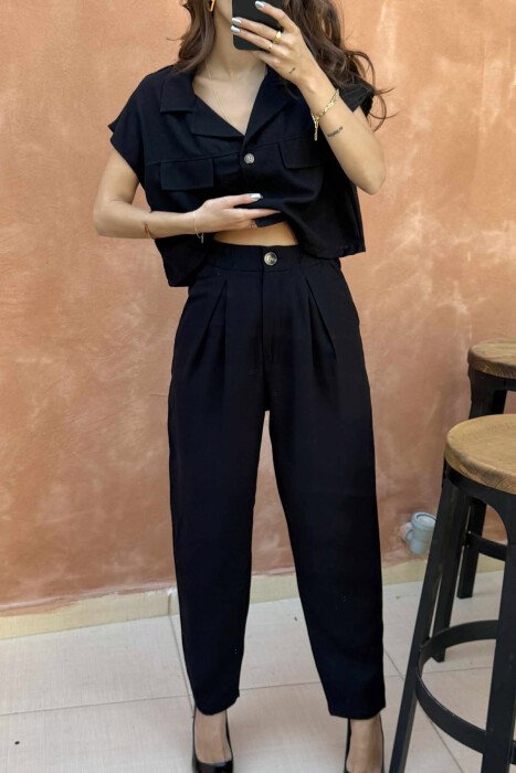 ONE COLOR VEST+TROUSERS WOMEN SET BLACK/ E ZEZE - 3